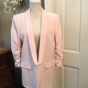 Tahari long blazer ruched sleeves